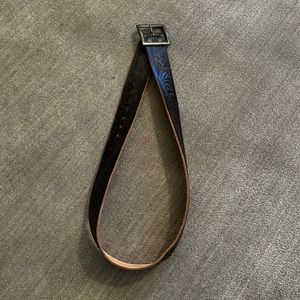 Dark brown embossed leather belt